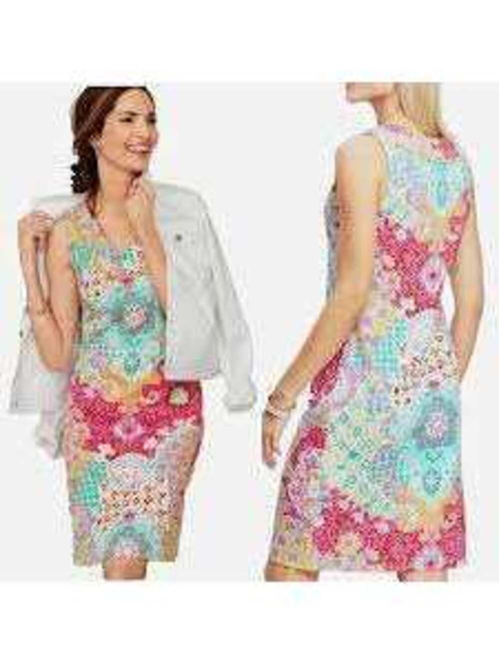 Talbots EUC Women's Multicolor Medallion Interlock Shift Dress Size S